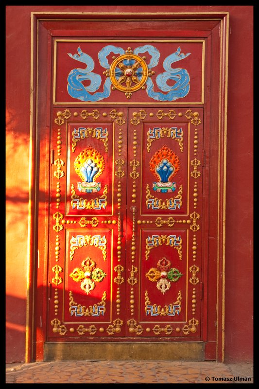 Beautiful door at the  the Gandan Khiid Monastery
