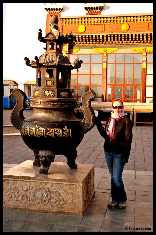 in front of  the Gandan Khiid Monastery