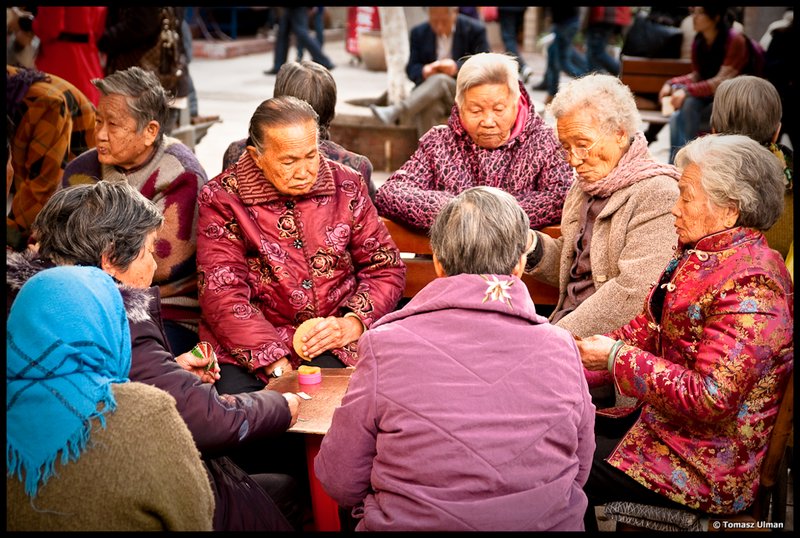 afternoon card session on the main square of GulangYu