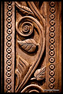 beautiful carving on a temple door