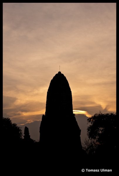 sunset over temple