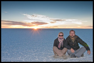 sunrise at Uyuni salt flats