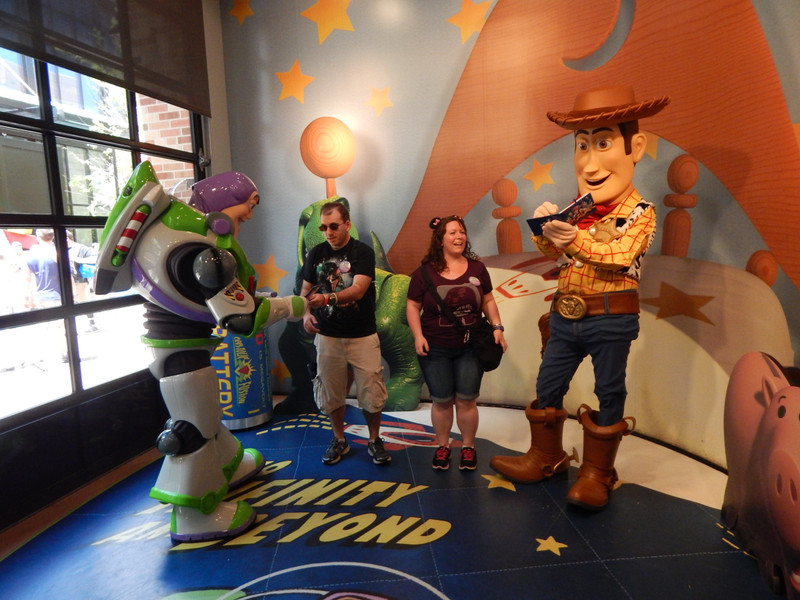 Buzz and Woody greeting