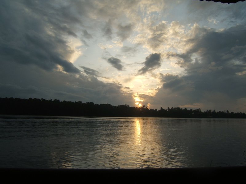 sunset over river