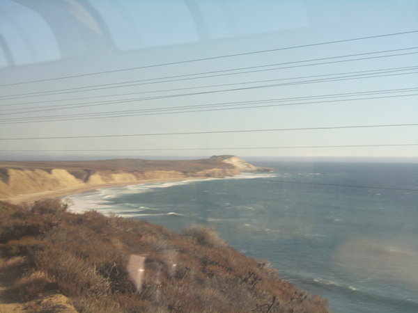 View of the Californian coastline from the Amtrak train
