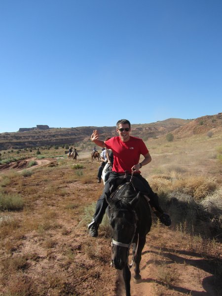 Ben riding his horse Gunny  -  appropriate for an Arsenal fan!