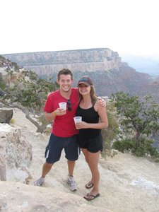 Enjoying a beer at the Grand Canyon