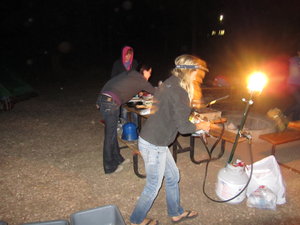 Getting dinner ready at the campsite