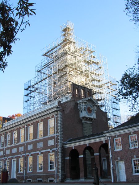 Independence Hall under construction