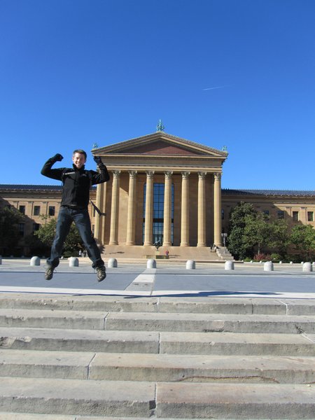 At the top of the Rocky steps