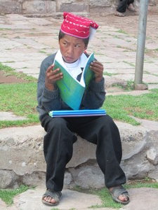 A young boy sporting the local Peruvian gear
