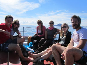 Our group sunbathing on the boat