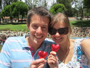 In the Love Park with our chocolate hearts