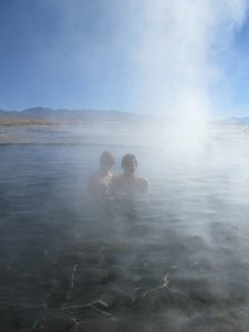 Enjoying the hot springs