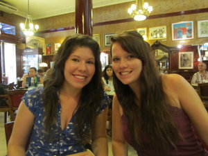 Our friends, Nuala and Charlie, in the oldest cafe in Argentina