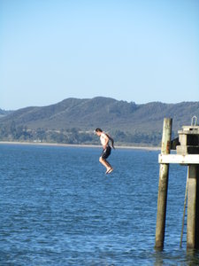 A cool down jump into the sea!