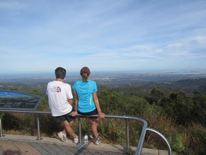 Taking a break at the top of Mount Lofty