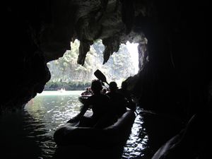 Kayaking through caves