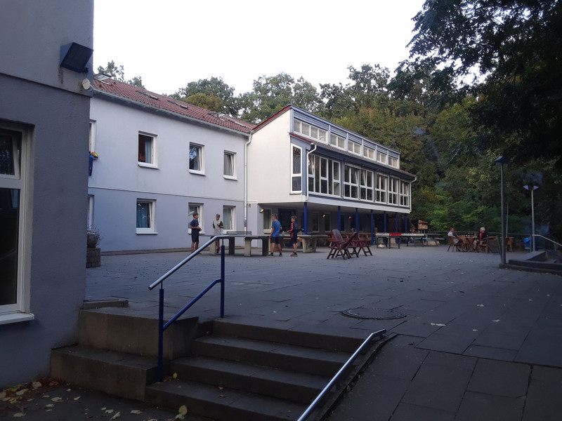 Rear courtyard of hostel