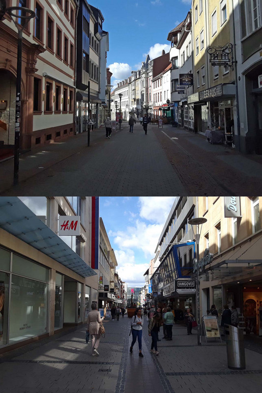 The contrast between old and new streets in Kaiserslautern