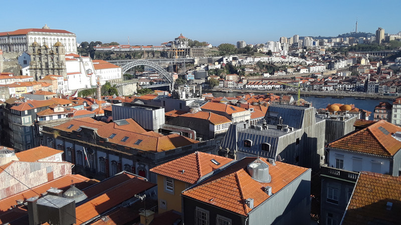 View over Porto rooftops to Vila Nova de Gaia