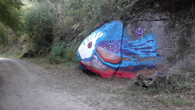 Some pretty neat art on a boulder