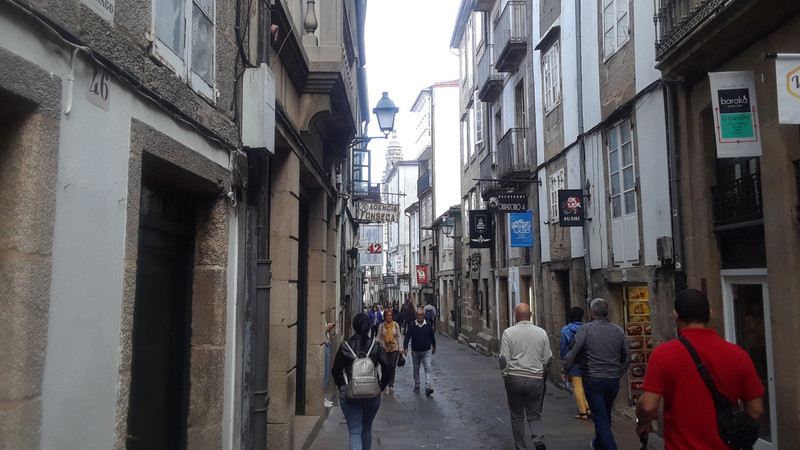 First glimpse of the Cathedral of Santiago de Compostela