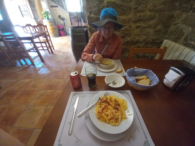 Manoli's soup and my pasta in Lorca