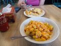 Our lunch/dinner of Patatas Bravas and Yucca