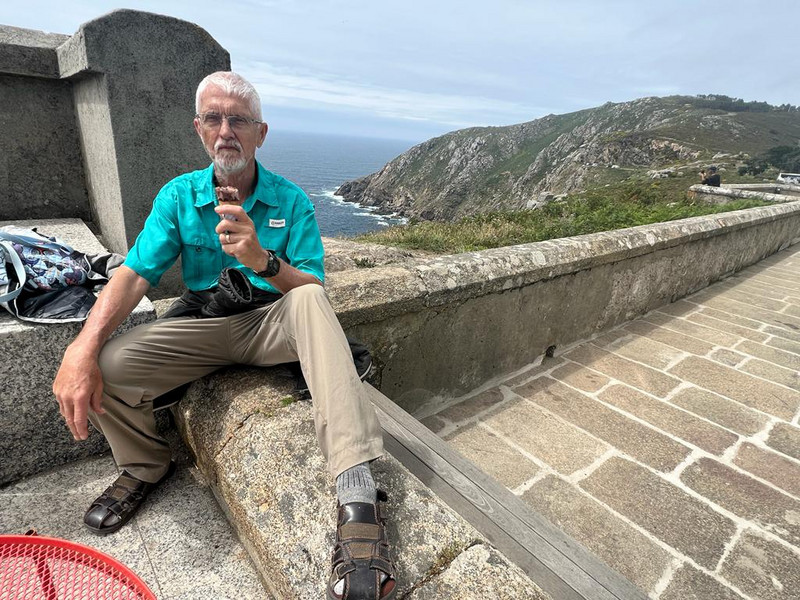 Me enjoying my ice cream, with a wonderful view Finesterre