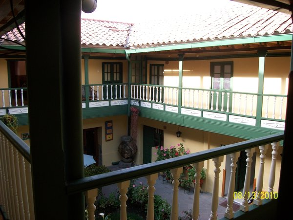 The front courtyard at Amaru Hostal