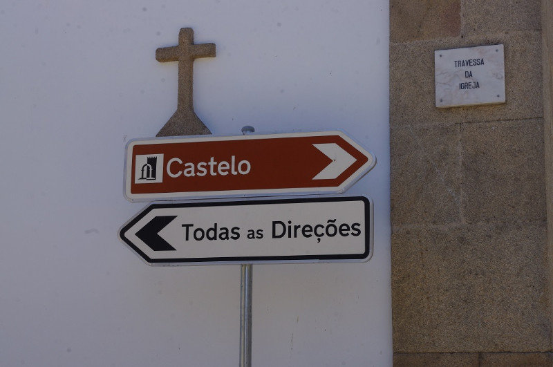 THE TOP SIGN POINTS TO THE CASTLE, THE BOTTOM SAYS 'ALL DIRECTIONS'