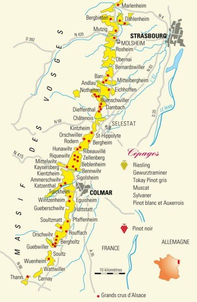 Map of the Route Des Vins