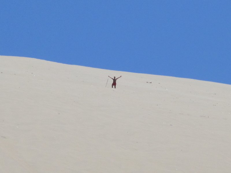 Scott on the huge sand dune he climbed- hes like a dot it was so high!