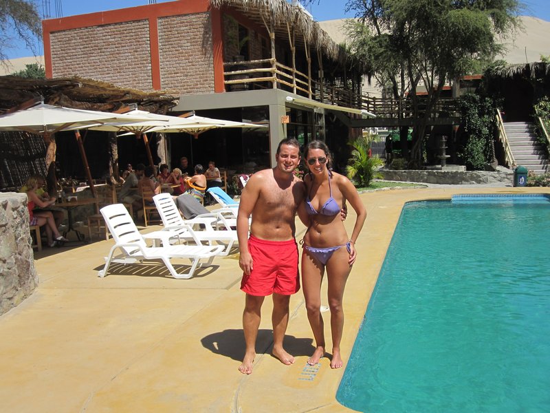 Us by the hostel pool