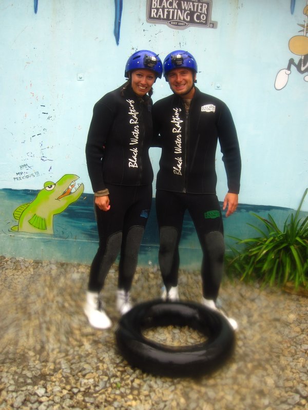In our wetsuits for the cave