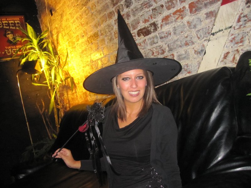Vic with her witch hat and wand