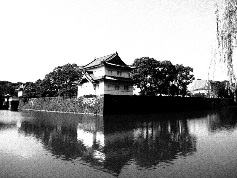 Aged shot of the Imperial Palace Gardens
