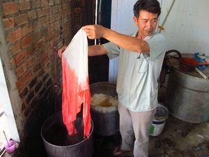 Dyeing the silk