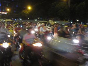 Crazy motorbike traffic in Saigon