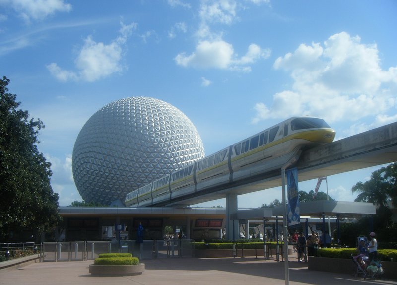 The monorail into EPCOT