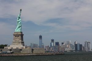 Statue and Manhattan Skyline