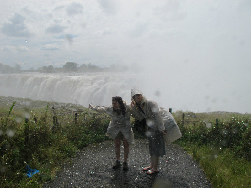 getting soaked at Victoria Falls