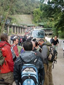 The queue at 6am at Machu Picchu