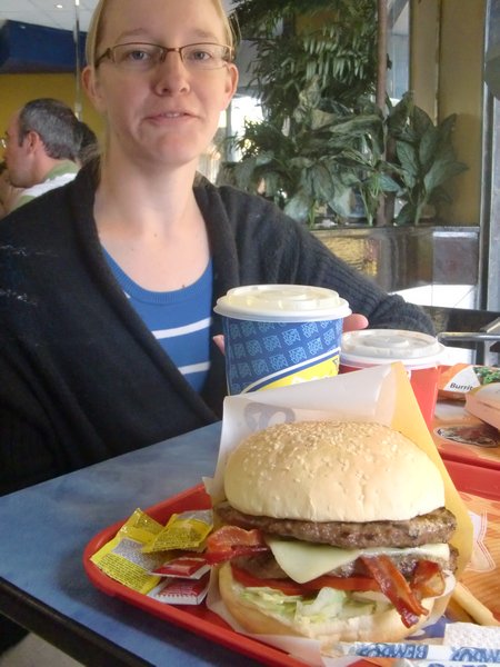 A MASSIVE burger at Brembos for Lunch....