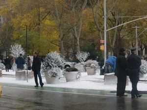 This was all blocked off for some filming!! Fake snow....