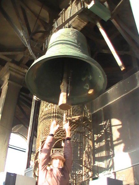 Trying to ring the bell up the top of Campanile