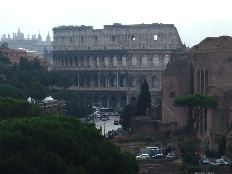 View of the Roman Colloseum from the top of the Monument
