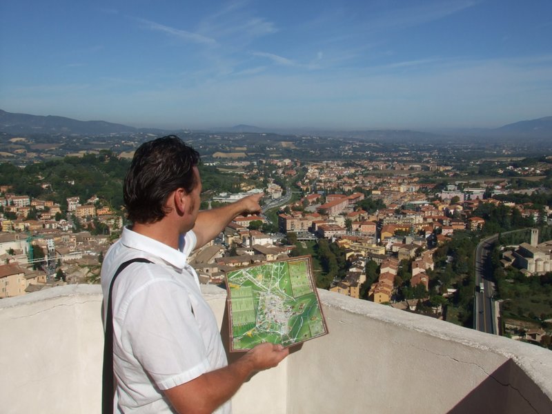The panoramic view from Albornoz Fortress on top of Spoleto