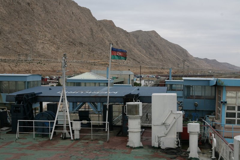 Unser Fährschiff Mercuri im Hafen von Turkmenbaschi